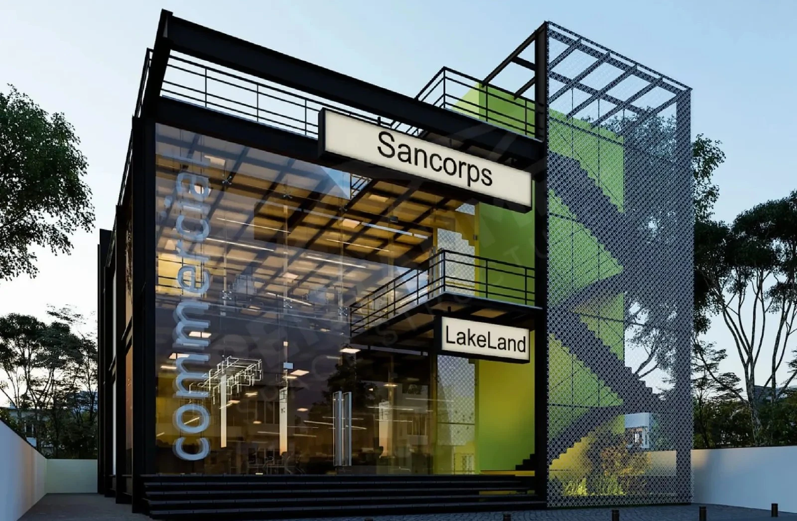 G+3 multi-storey steel building constructed by Pentaumec for a commercial project in Coimbatore