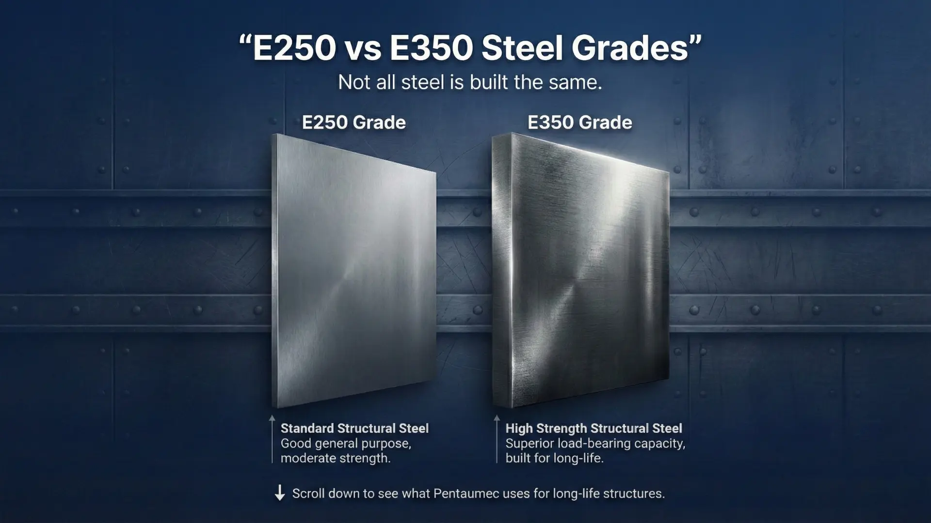 E250 vs E350 steel grades used in PEB structure construction by Pentaumec Space Structures for strong industrial steel buildings
