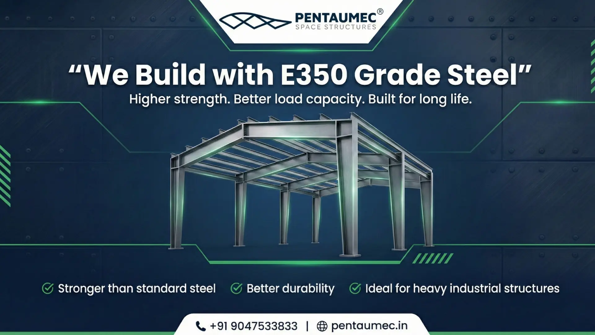 High strength E350 grade steel used in pre engineered steel buildings for heavy industrial structures