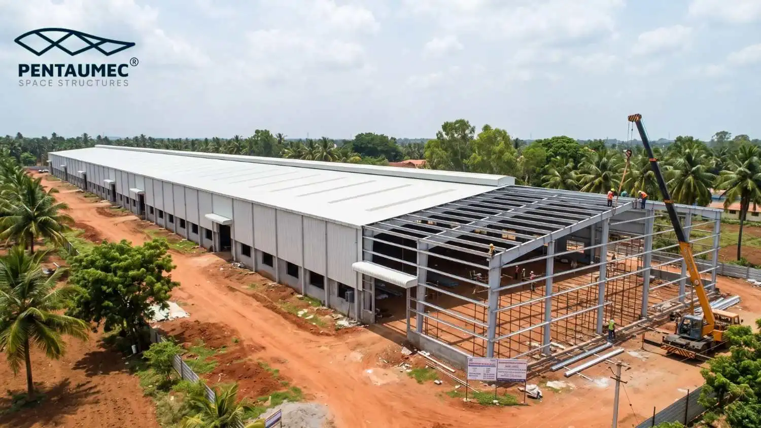 Pre-engineered steel shed with modular bay construction ready for future expansion
